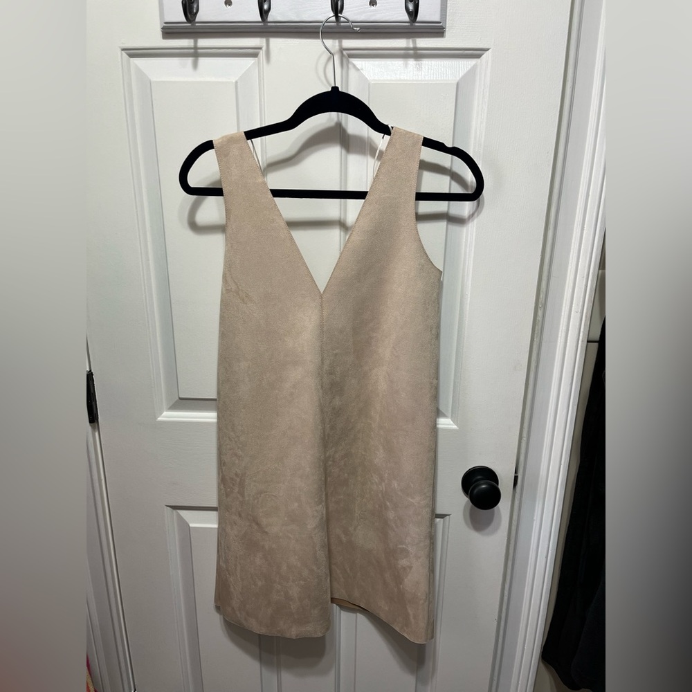 Zara Faux suede shift v neck dress. Size medium. Very versatile!